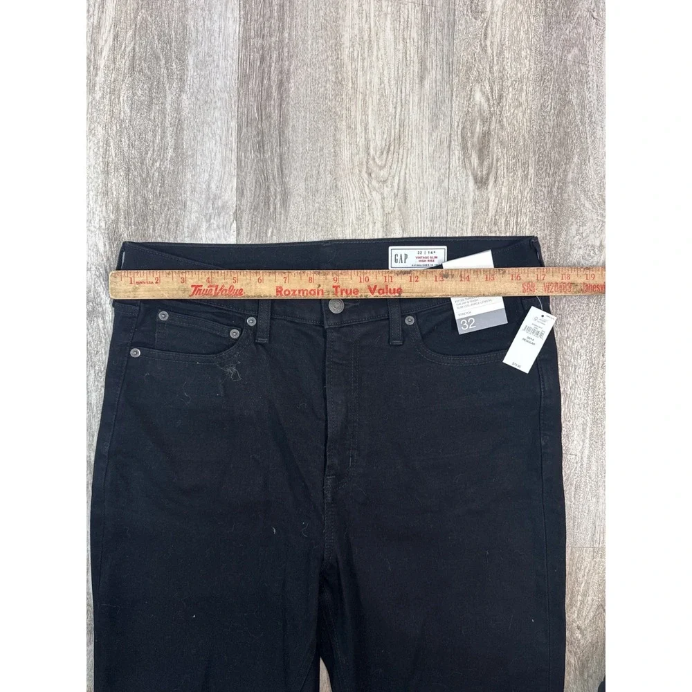 GAP Vintage Slim High Rise Jeans Womens 32 14R Black Stretch Ankle Denim‎ NEW